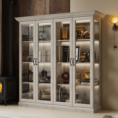 68.5” W China Cabinet With 4 Glass Door And Light by Ivy Bronx
