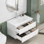 Meuble-lavabo de 31,5 po avec lavabo combiné, armoire avec 2 grands tiroirs, système de fermeture en douceur, 2 grands tiroirs, conception sans poignée, assemblage facile, blanc brillant-442629439