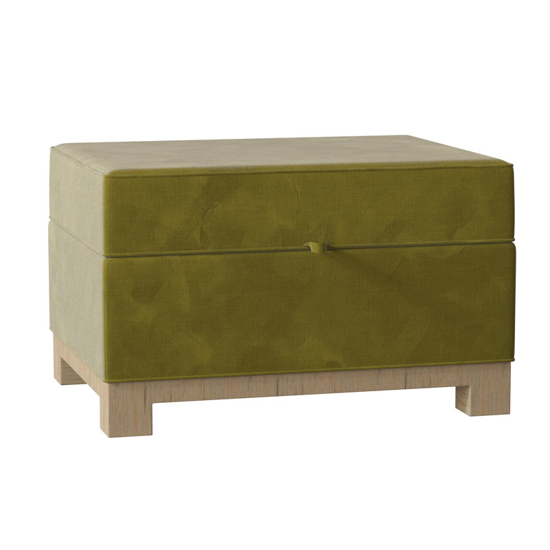 Repose-pieds rectangulaire avec rangement Brandes, Acajou, Velours avocat