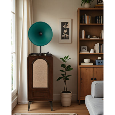 Tourne-disque audio moderne en bois d'hévéa Bluetooth