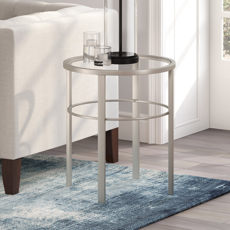 Table de bout en verre Gaia, Nickel satiné