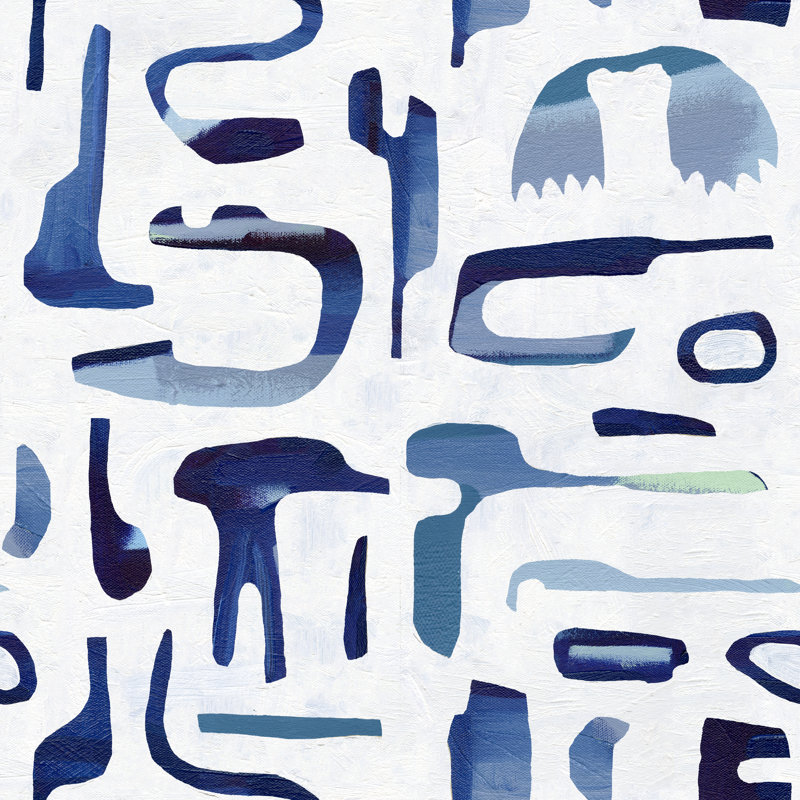 Susan Hable Abstract Wallpaper by Susan Hable, Blue/White