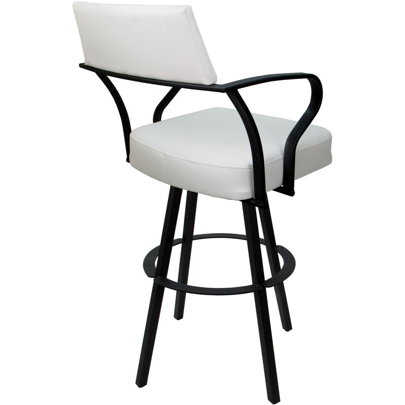Tabouret de bar pivotant en métal 30 po Vickky, Blanc, Noir