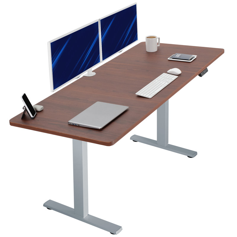Bureau électrique à moteur simple VIVO avec contrôleur de mémoire à bouton-poussoir, H 48,5 po x l 71 po x P 30 po