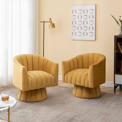 Murrow Velvet Swivel Barrel Chair
