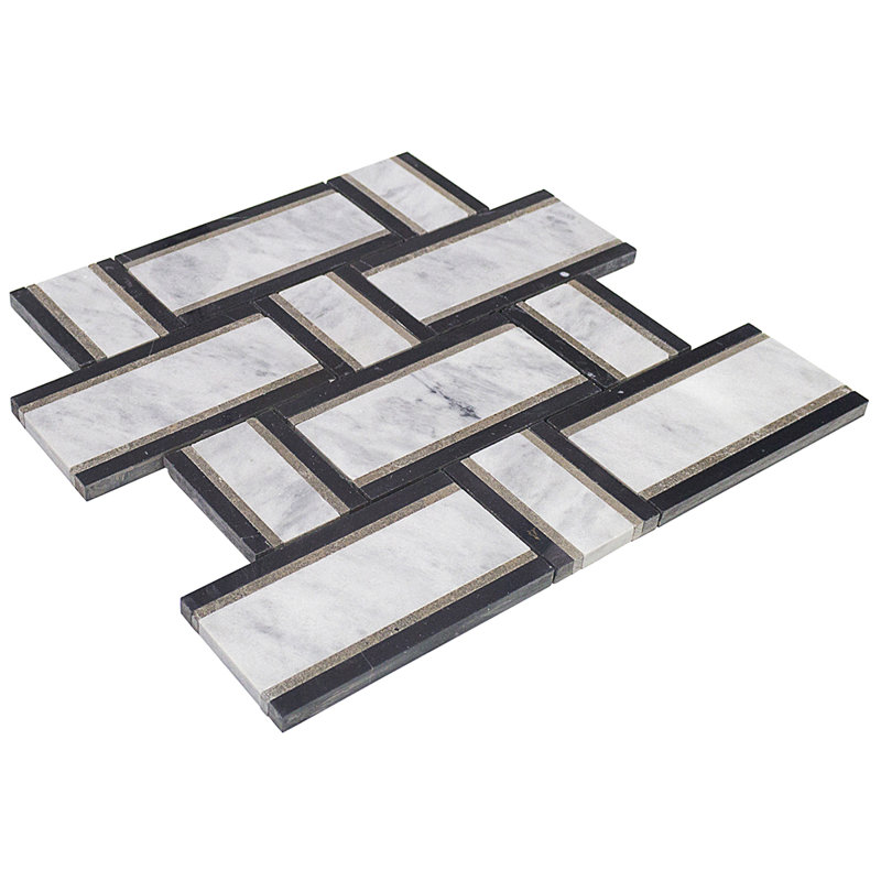 Carreau de mosaïque en pierre naturelle Mingle, Gris