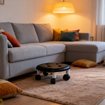 Tabouret bas mobile avec roulettes pivotant à 360 degrés