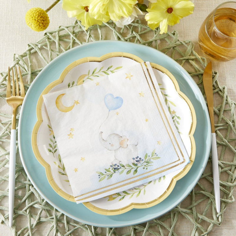 Serviettes jetables en papier épais, Bleu