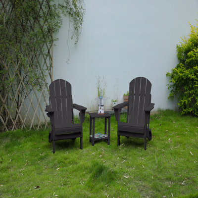 Chaise Adirondack pliante avec table d'appoint, ensemble de 3 chaises Adirondack avec texture en bois