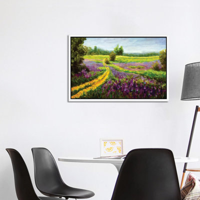 Purple Flowers Field by Valery Rybakow - Painting on Canvas