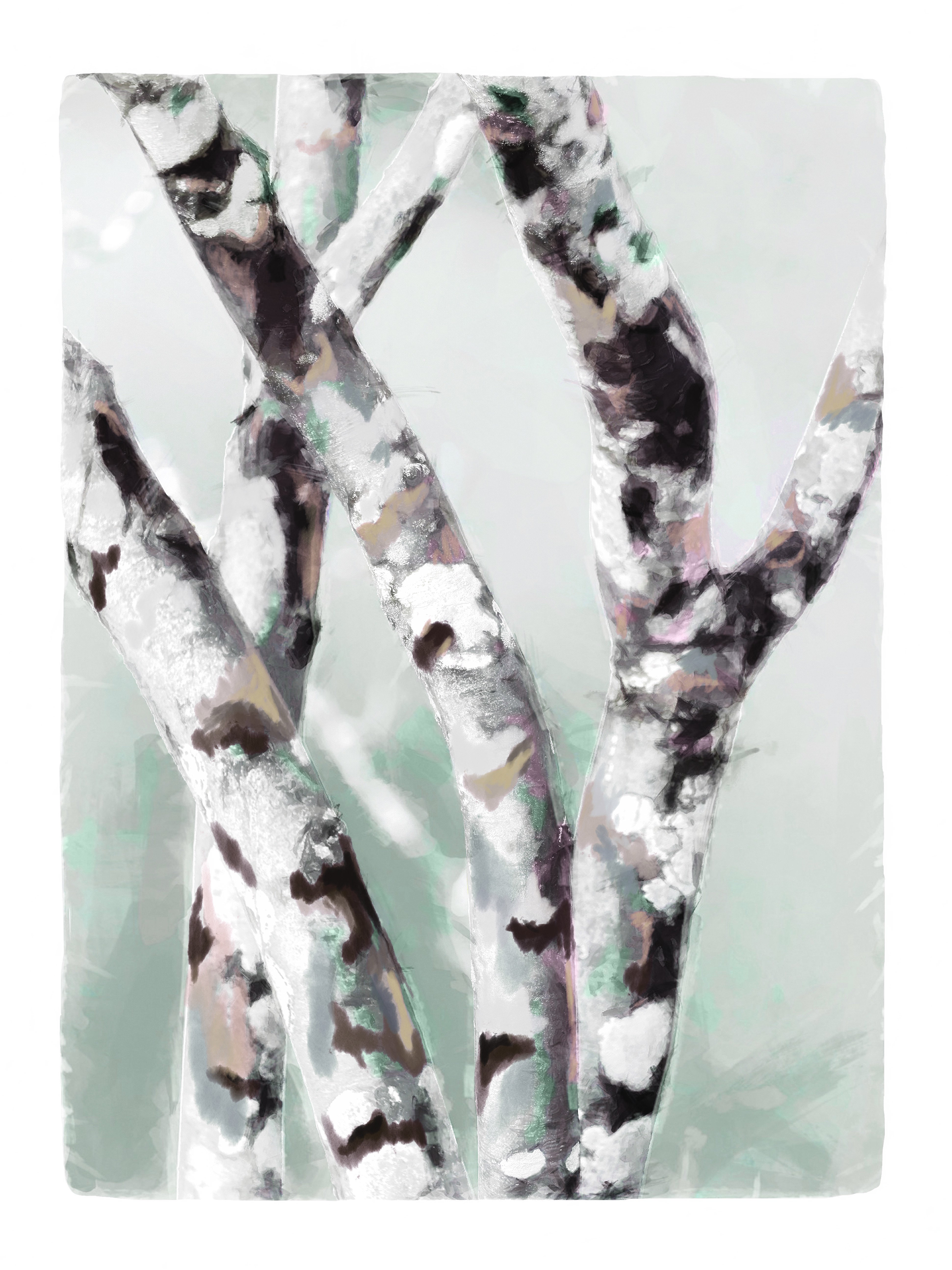 Loon Peak® Birch Trees with Dreamy Neutral - Wrapped Canvas Print | Wayfair