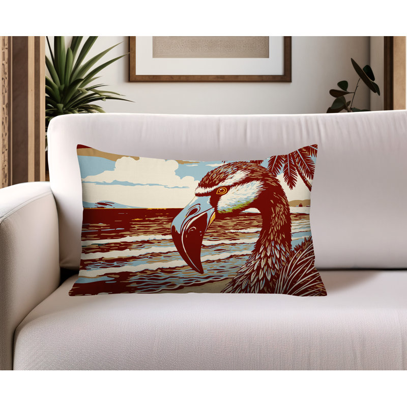 Oreiller rectangulaire réversible intérieur / extérieur Sabbi Flamingo, Rouge, Rectangle H 18 po x l 25 po