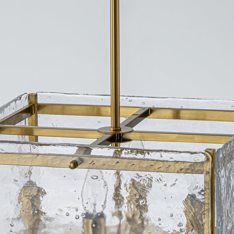 4-Light Dimmable Glass Chandelier, Gold