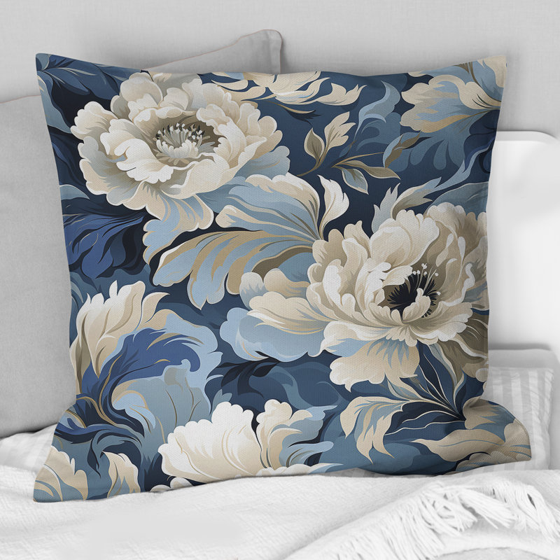 Victorian Stealth - Coussin décoratif à imprimé floral, H 18 po x l 18 po