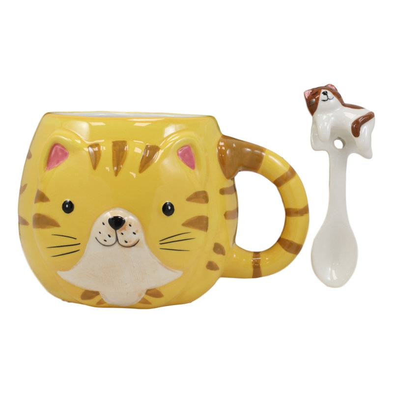 Grande tasse à café tabby allongé pour chat adorable fantaisiste fat Jorunnr