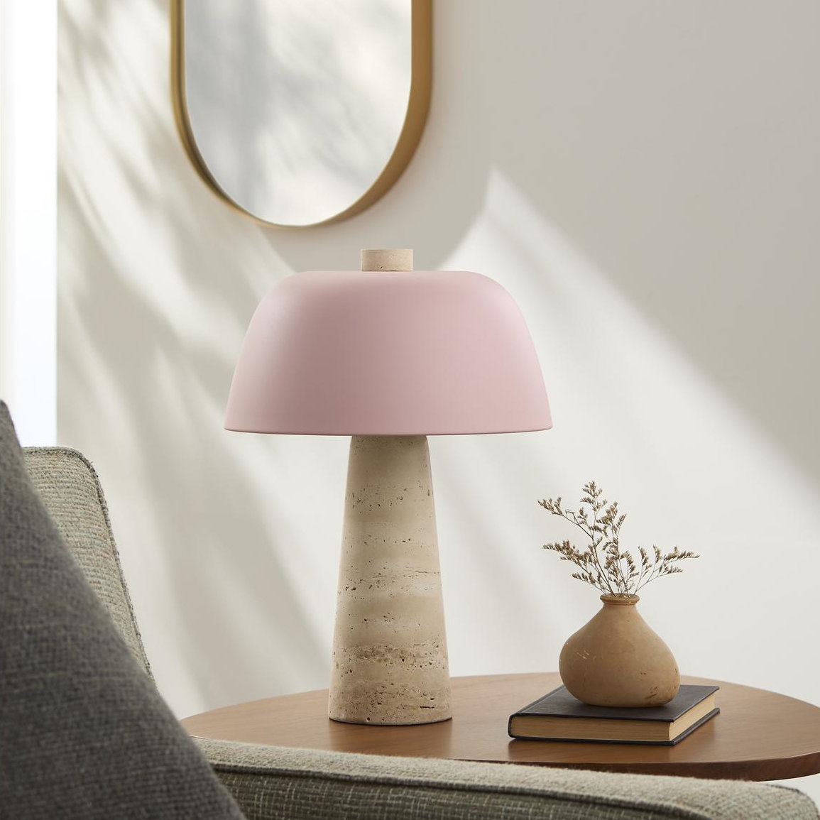 Accent Table Lamp, 16.1" H x 11.4" W x 11.4" D, Pink