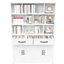 Bibliothèque en métal H 71 po avec 2 portes et 2 tiroirs, armoire de rangement haute avec tablettes ouvertes fixes pour bureau à domicile, salon, bibliothèque moderne, blanc