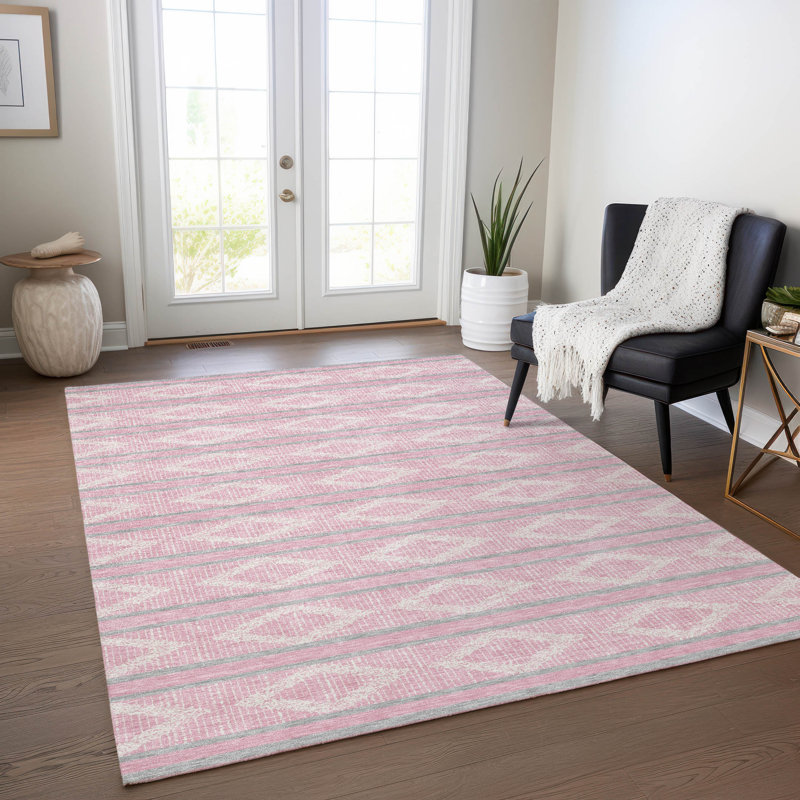 Tapis lavable intérieur / extérieur rose Lume , 8' x 10'