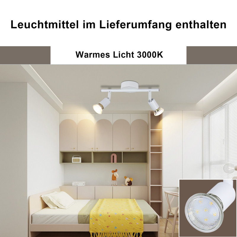 LED Ceiling Spotlight Swiveling GU10 2-Flame Ceiling Spotlights Industrial Living Room, White