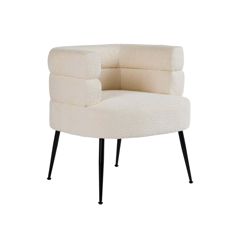 Chamelle Wide Upholstered Barrel Chair, Cream