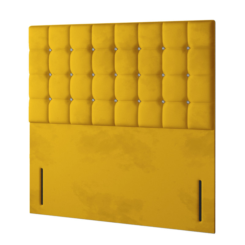Rochester Upholstered Headboard, Double (4'6), Yellow