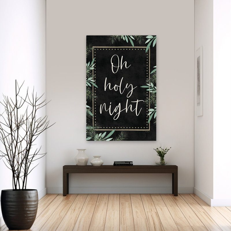 «Oh Sainte nuit» - art contemporain de Noël «Sainte nuit», art de fond noir, H 40 po x l 60 po