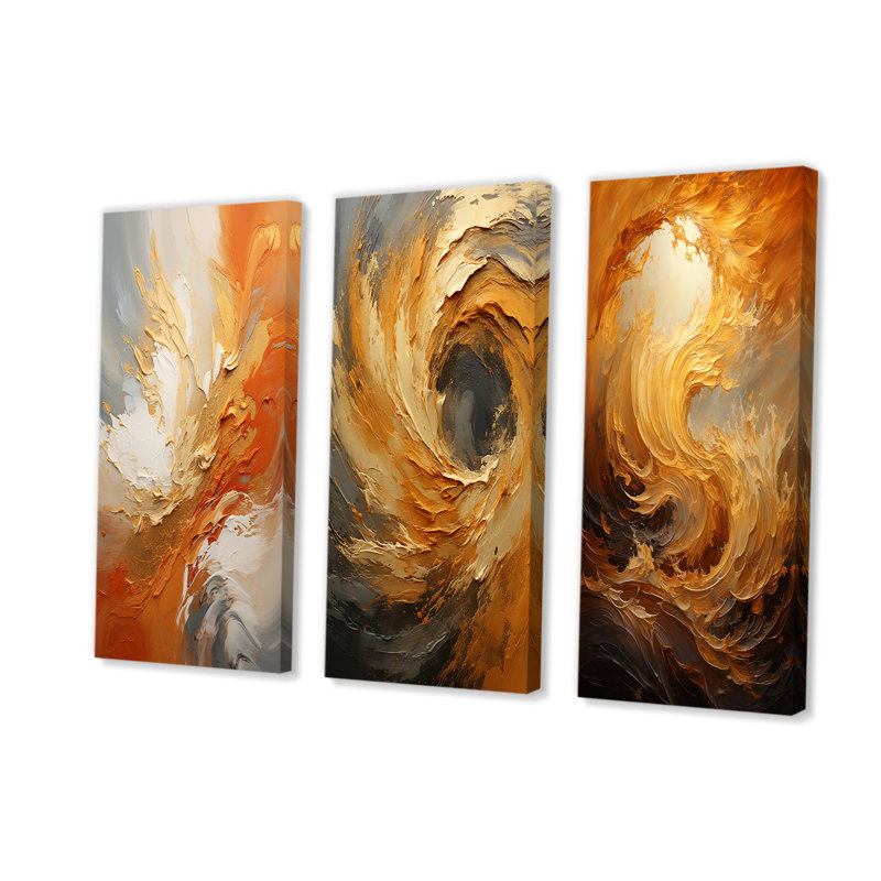 Surge orangée dorée, H 28 po x l 36 po, Toile tendue