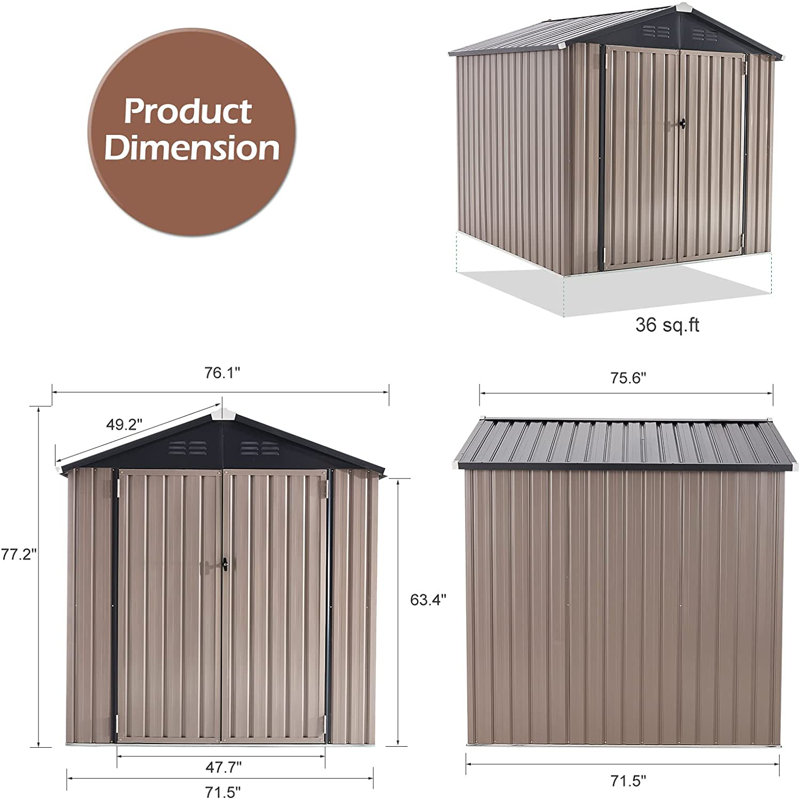 6 Ft. W x 6 Ft. D Metal Lean-To Garden Shed