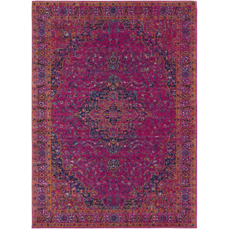 Hillsby Machine Woven Garnet/Navy Area Rug, Rectangle 5'3" x 7'3"