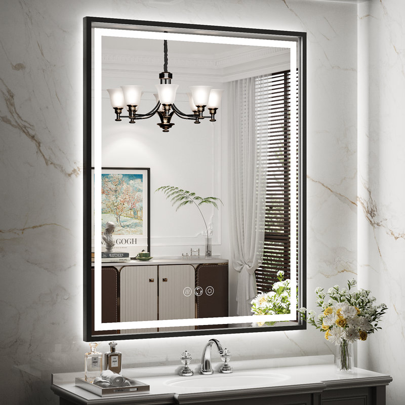 LED Bathroom Mirror With Lights, Frontlit & Backlit Lighted Bathroom Mirror with Anti Fog, Lighted Wall Mirrors,3 Colors Temperature,Dimmable