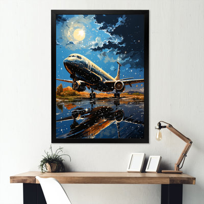 Futuriste aéronefs, derniers contrôles au clair de lune sur toile