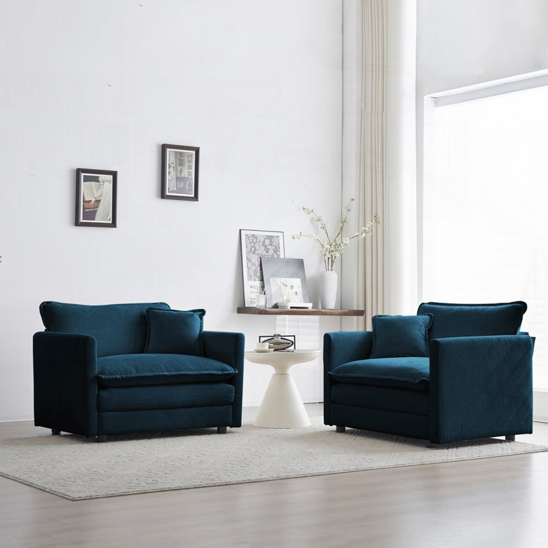 Ensemble de chaises avec accoudoirs rembourrés Chenille, Bleu