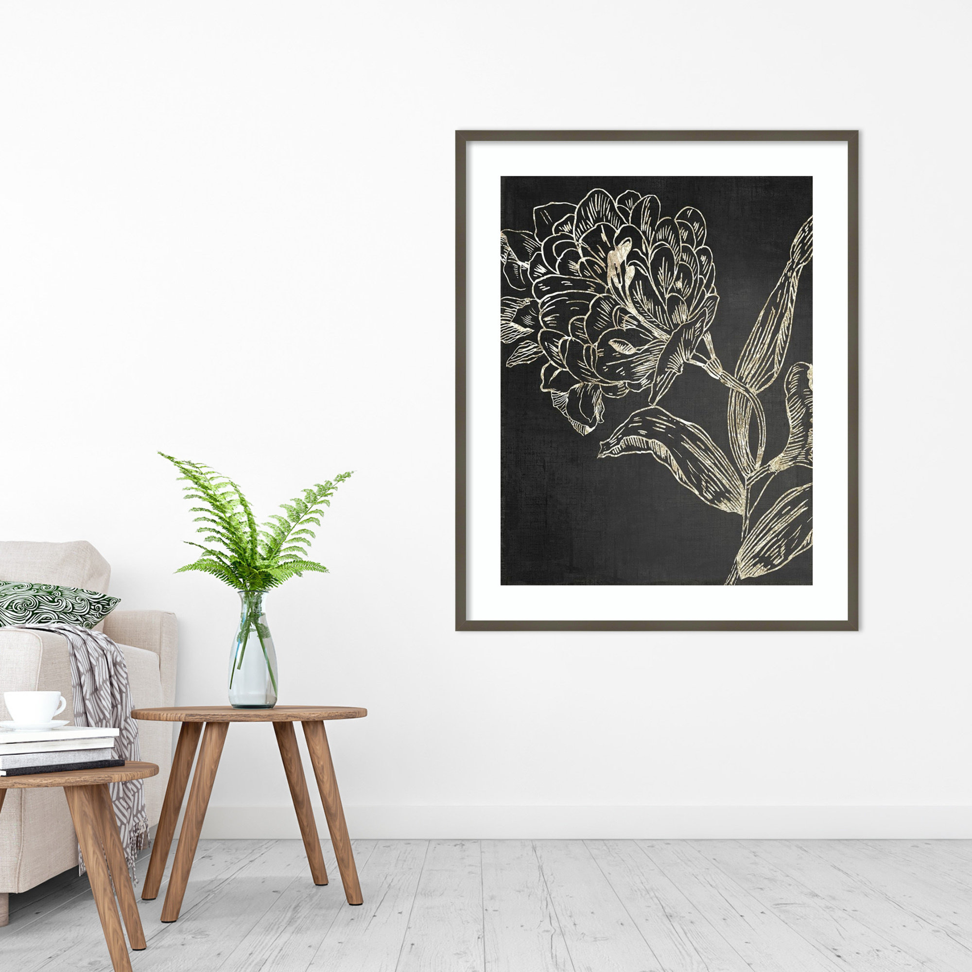 Golden Flower Folklore II by Asia Jensen, Gray, 25.25" H x 21.25" W
