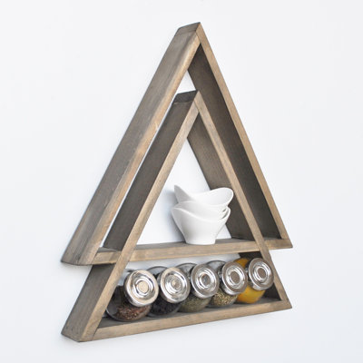 2 Piece Triangle Solid Wood Floating Shelf