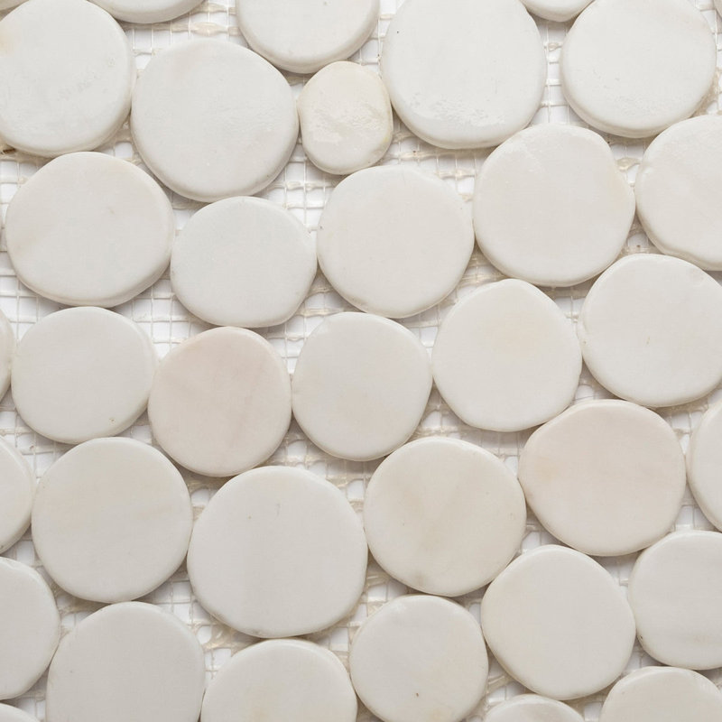 CNK Tile Bianco Dolomite Moon Mosaic Tile - 12" X 12" Polished Natural Stone For Kitchen Backsplash Bathroom Floor & Wall Decor - Durable Weather-Resistant Easy Maintenance - Pack Of 1