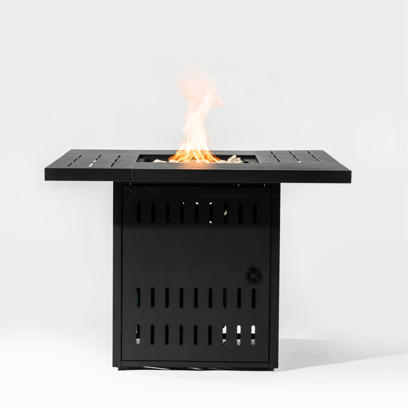 Table de foyer d'extérieur en acier 34 pouces, 50 000 sorties de chaleur, utilisation noire