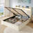 Hydraulic Lift Up Storage Upholstered Platform Wingback LED Bed With 2-Tier Shelves And Charging Station-906432939-911921865