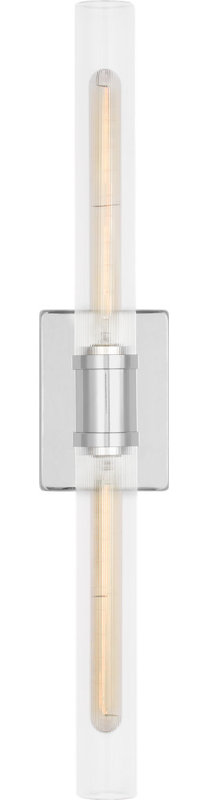 Keaton Two Light Vanity, Clear Fluted, Chrome, 30" H x 5" W x 3.63" D