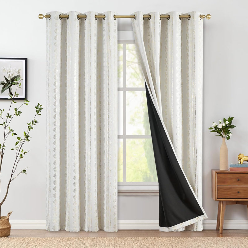 Ayani Bohemian Blackout Curtain Panel, Beige/Taupe, 52" W x 72" L