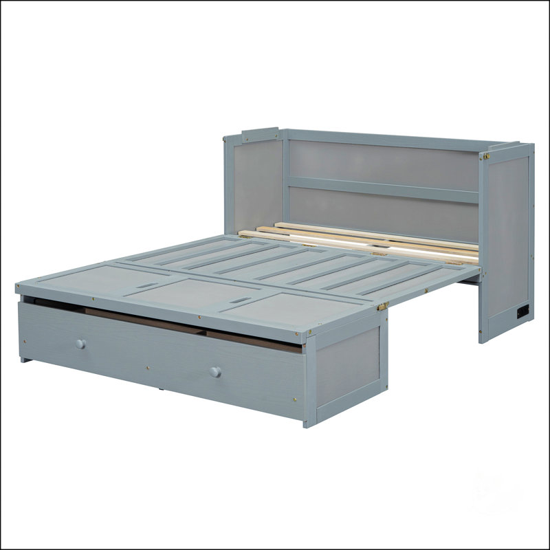 Lit escamotable double avec port USB et grand tiroir