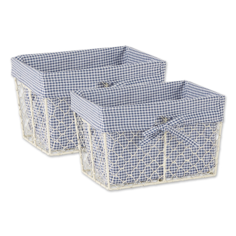 Ensemble de paniers en fil métallique, Bleu / blanc