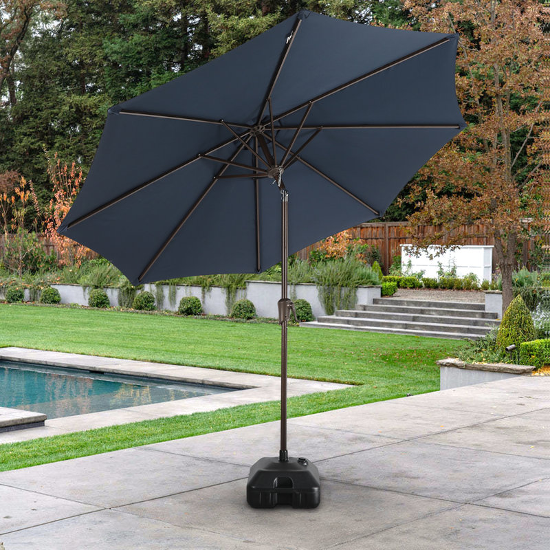 Parasol de marché avec base, Bleu foncé