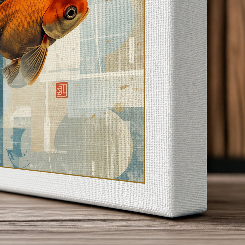 Goldfish Among Structures Modern - Wrapped Canvas, 36x24 - 91.4 x 61.0 cm, White Border