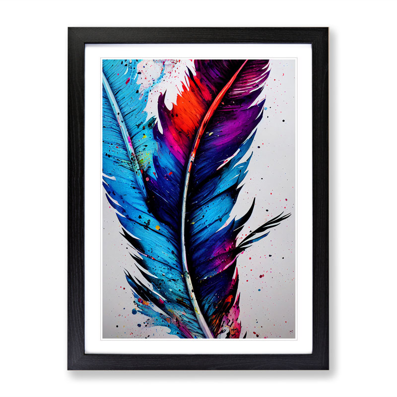 Feathers Splashed No.5 - Framed Print, Black, 64cm H x 46cm W x 2cm D