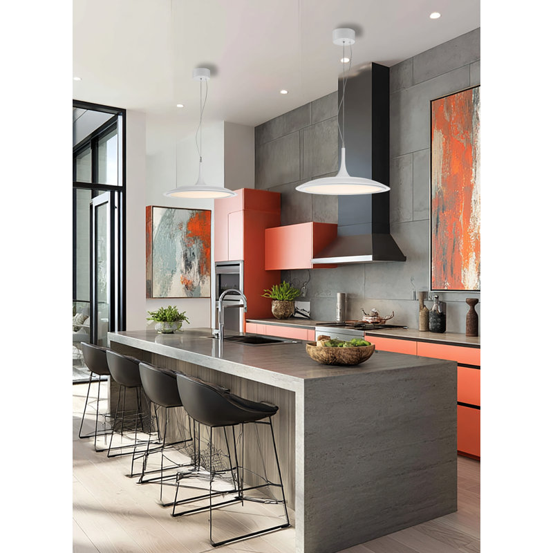 Ricky 1 - Light LED Unique/Statement Pendant, Matte White