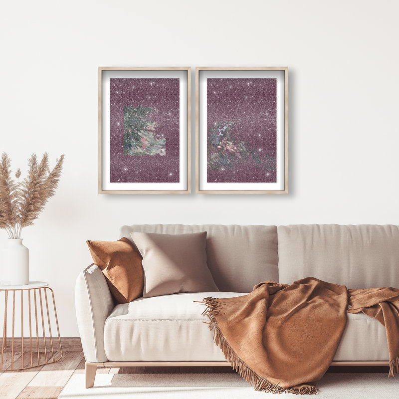 Delicate Spring Set Shadowbox Abstract Print by Oliver Gal, Black Frame, 10 x 15, 21"H x 31"W, Natural Oak Shadowbox