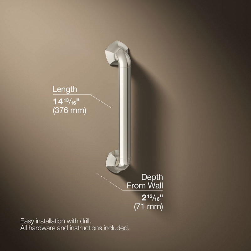 Occasion Grab Bar, 12", Vibrant Polished Nickel