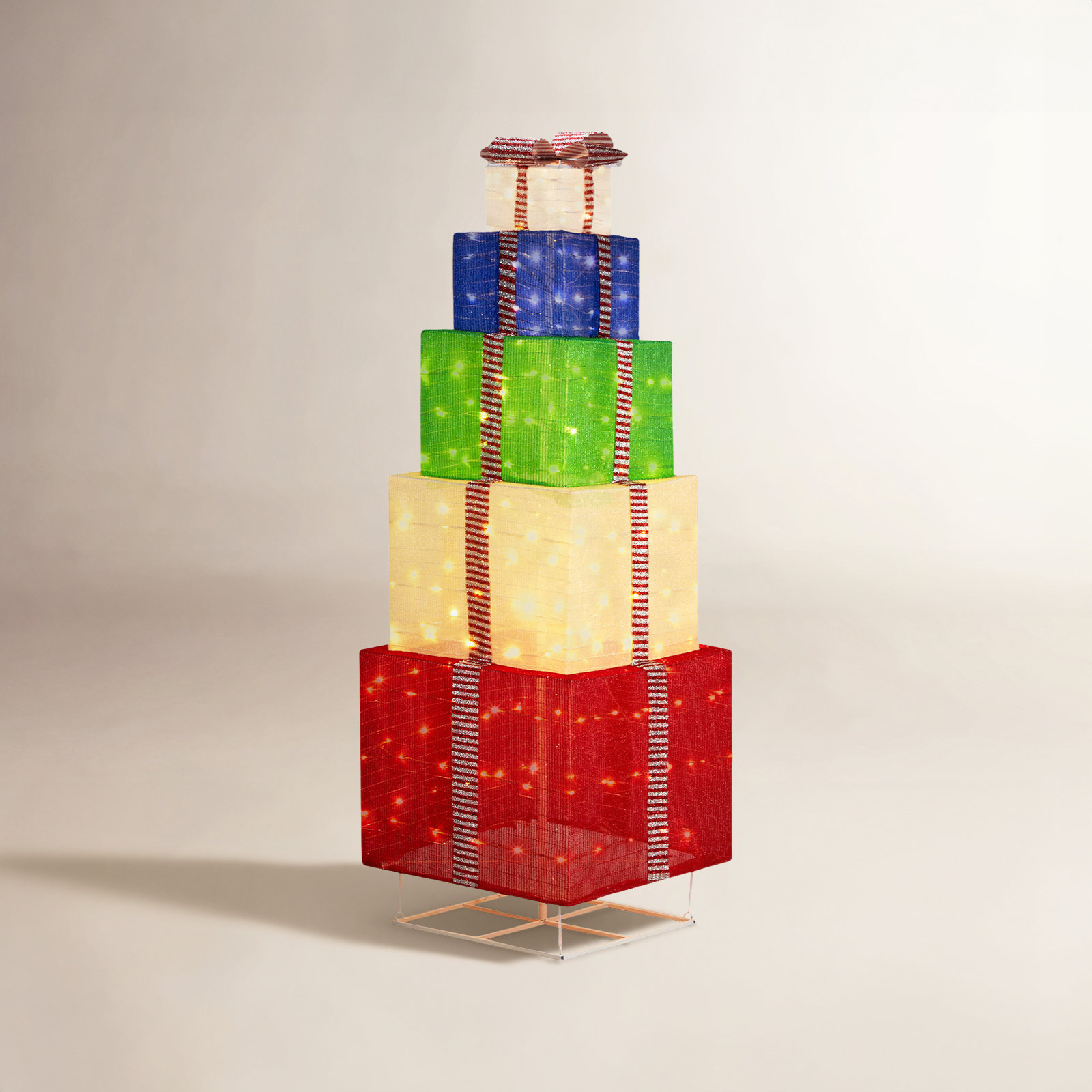 6ft Lighted Gift Box Tower Christmas Decoration