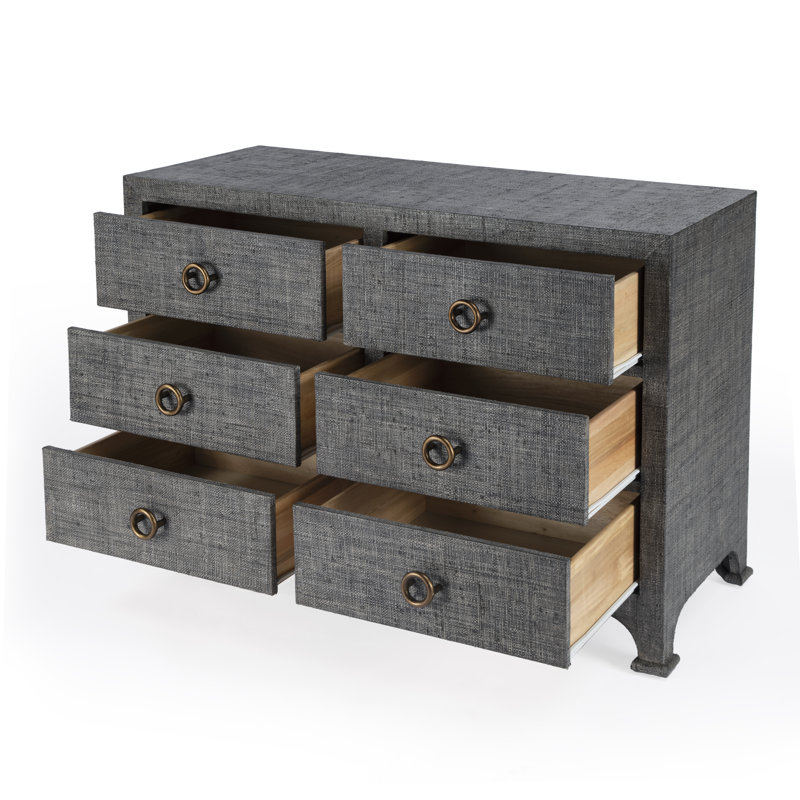 Keidy 6 Drawer 44" W Double Dresser, Charcoal