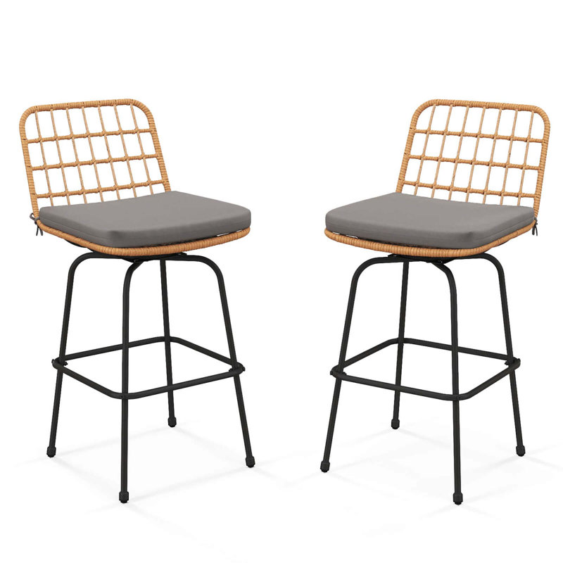 Ensemble de 2 tabourets de bar pivotants à 360 ° avec dossier et repose-pieds